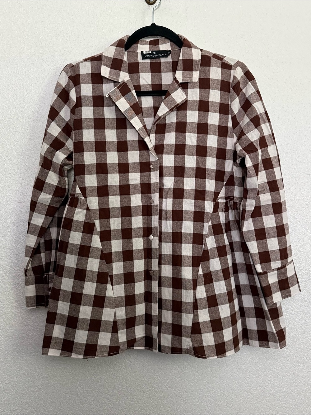 Tuckernuck Pomander Place Brown Gingham Scarlett Button Down Blouse XS